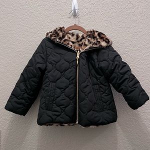 Kids' Reversible Faux Fur Leopard Quilted Jacket 4T